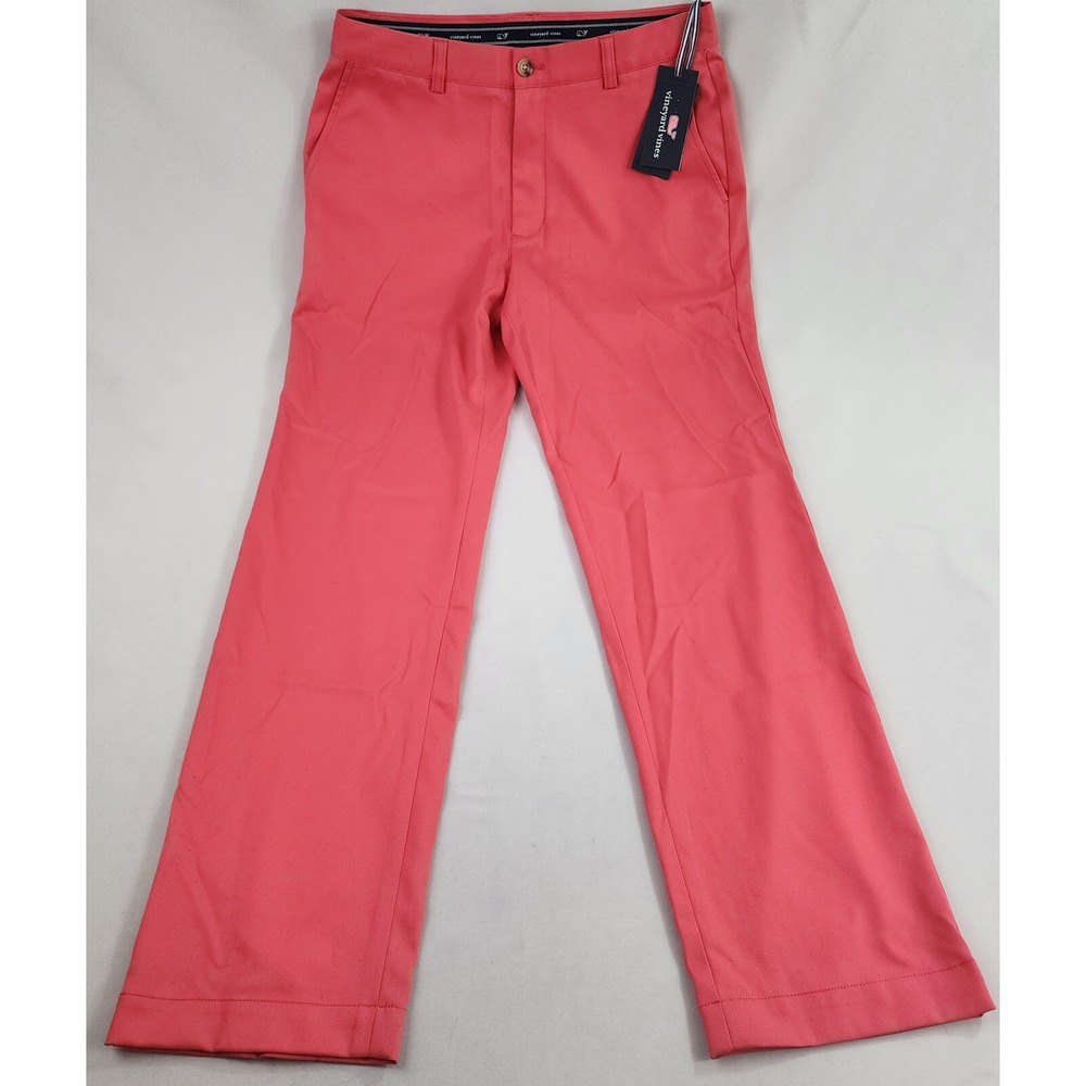 Vineyard Vines Links pant W 32 L 32 pink zip pocket polyester whale $98 mens